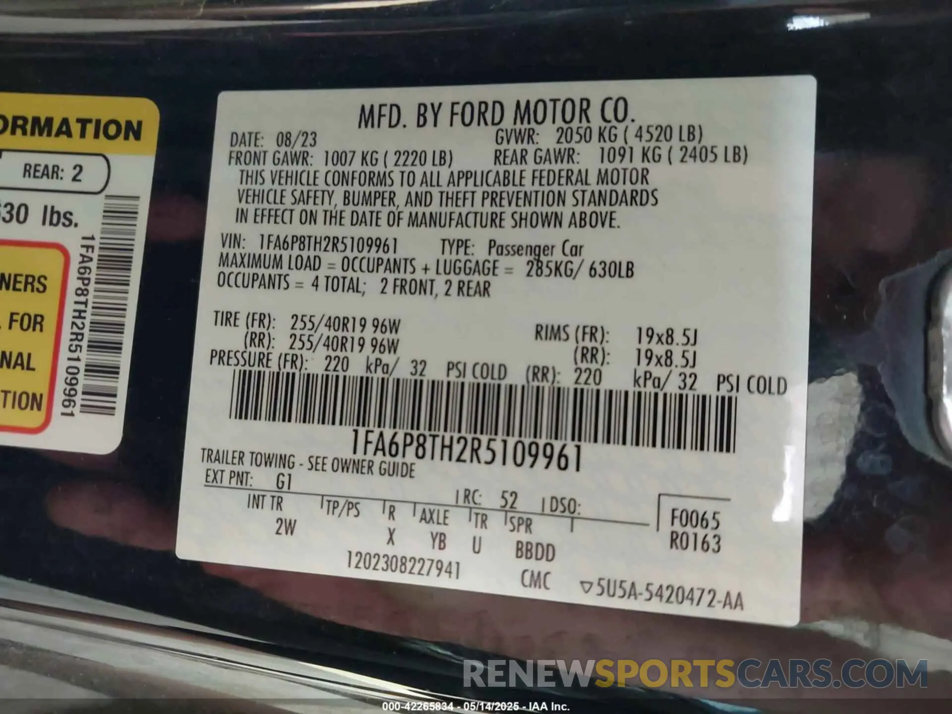 9 Фотография поврежденного автомобиля 1FA6P8TH2R5109961 FORD MUSTANG 2024