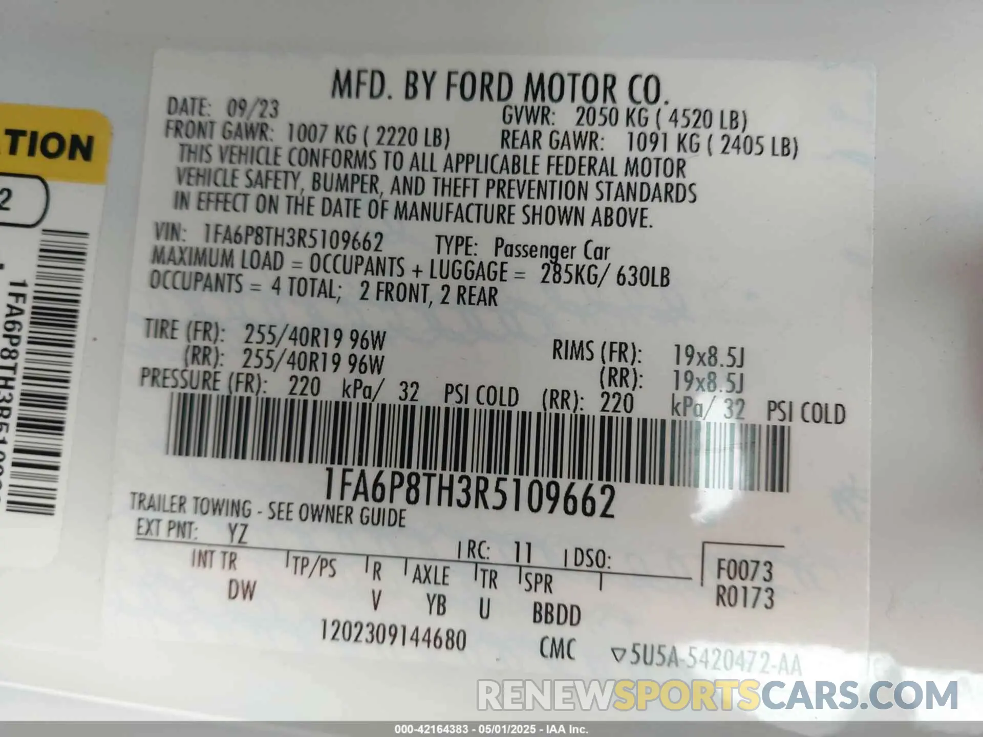 9 Photograph of a damaged car 1FA6P8TH3R5109662 FORD MUSTANG 2024