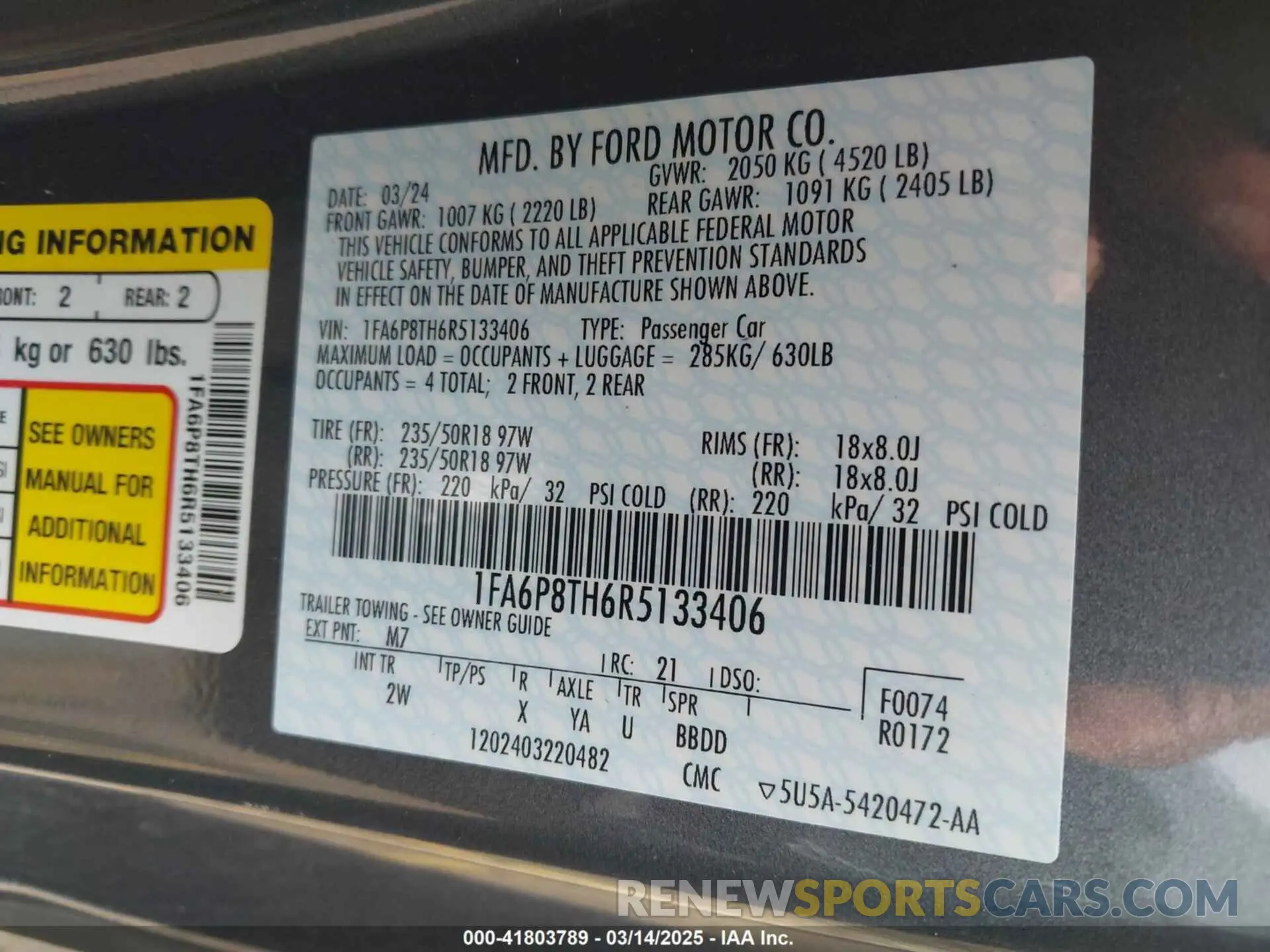 9 Фотография поврежденного автомобиля 1FA6P8TH6R5133406 FORD MUSTANG 2024