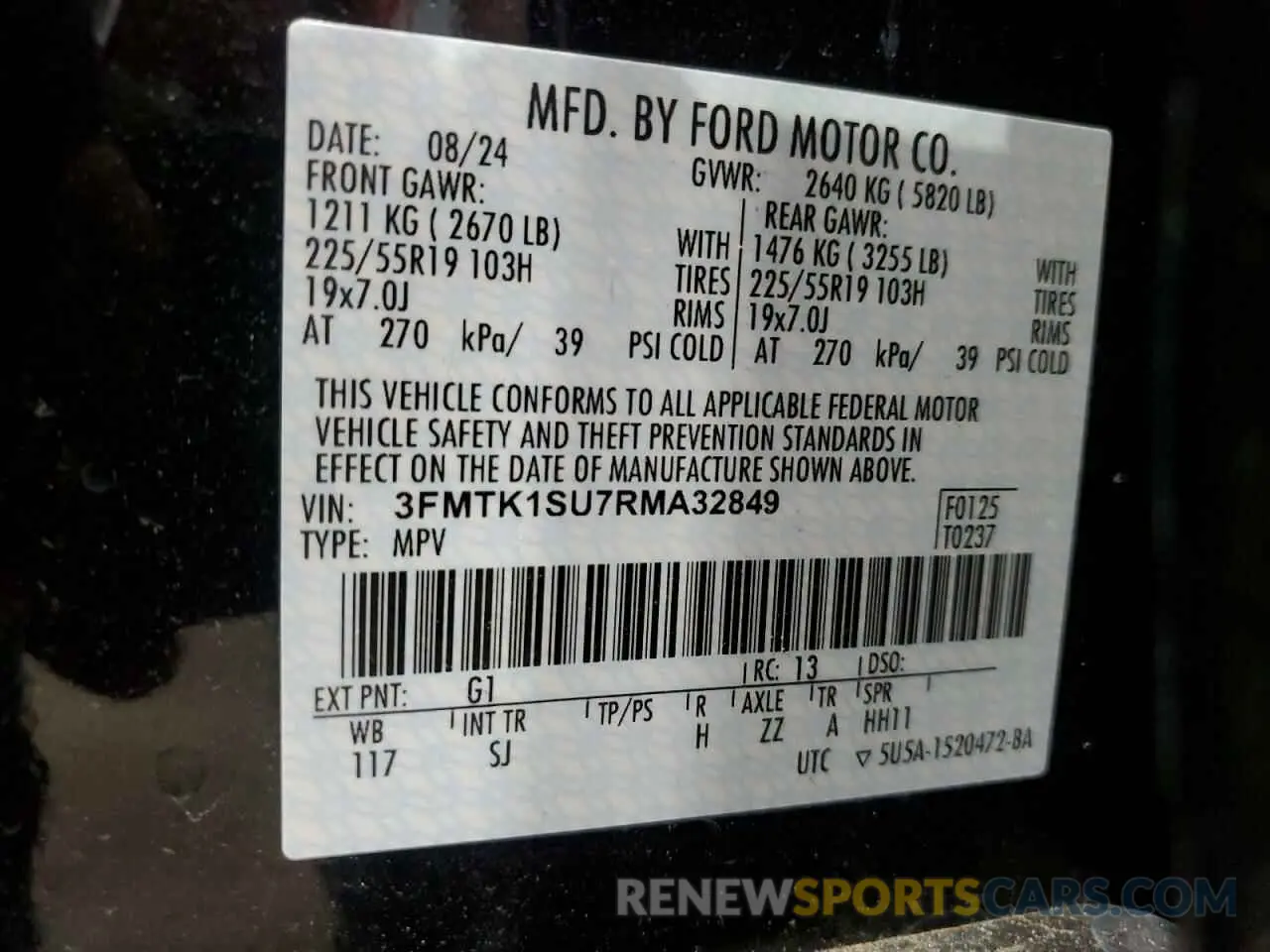 13 Photograph of a damaged car 3FMTK1SU7RMA32849 FORD MUSTANG 2024