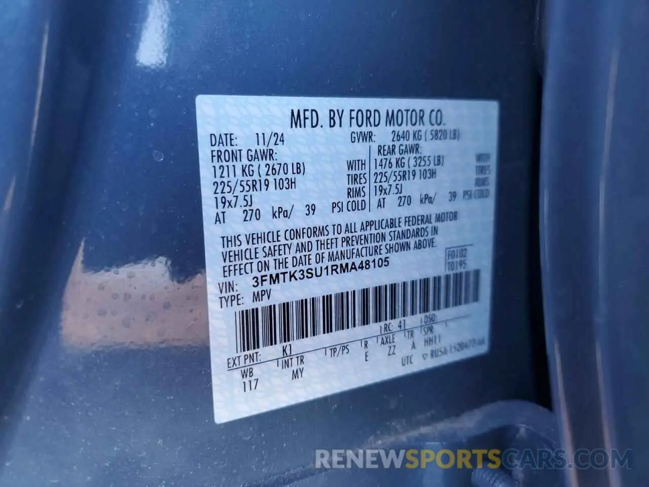13 Photograph of a damaged car 3FMTK3SU1RMA48105 FORD MUSTANG 2024