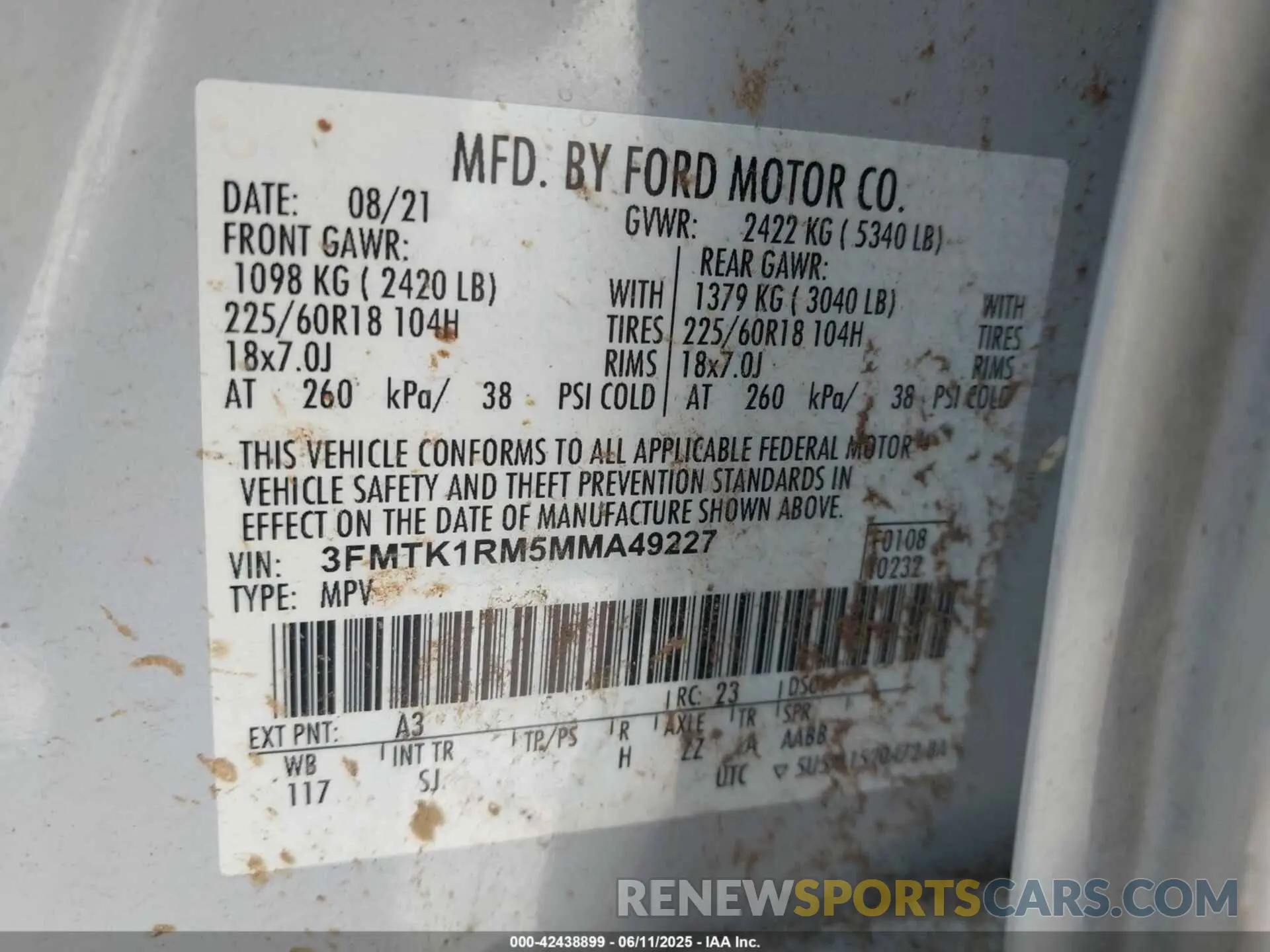 9 Photograph of a damaged car 3FMTK1RM5MMA49227 FORD MUSTANG MACH-E 2021