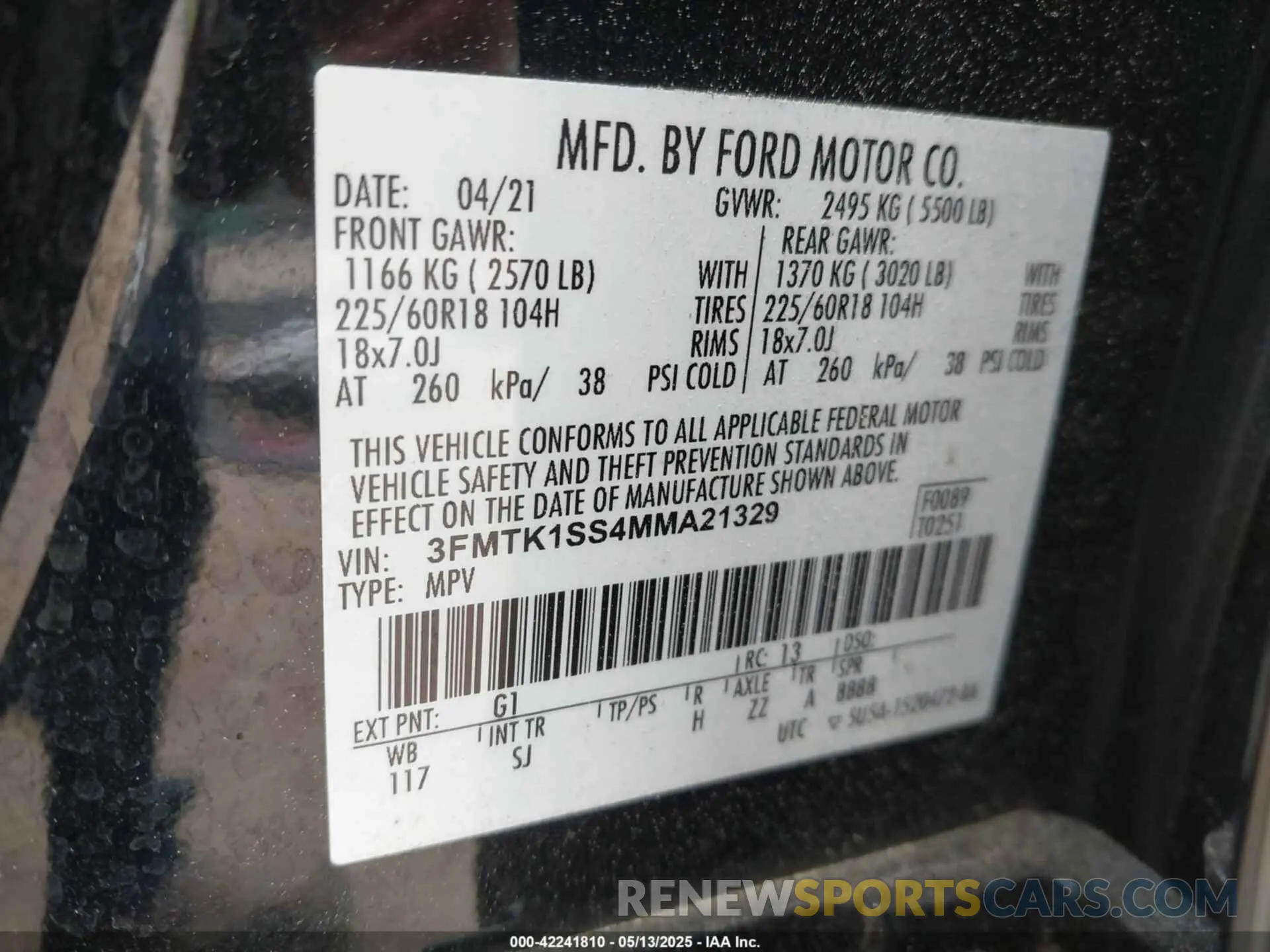 9 Photograph of a damaged car 3FMTK1SS4MMA21329 FORD MUSTANG MACH-E 2021