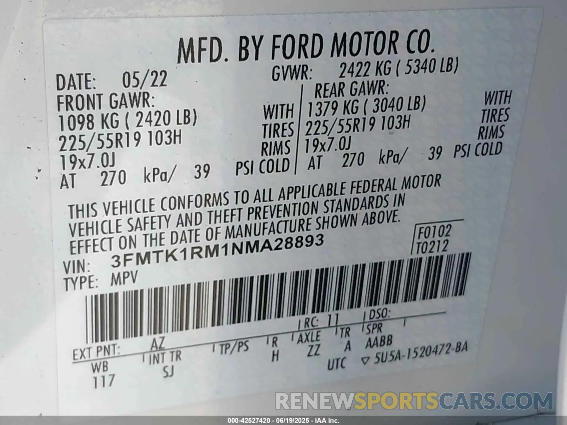 9 Фотография поврежденного автомобиля 3FMTK1RM1NMA28893 FORD MUSTANG MACH-E 2022