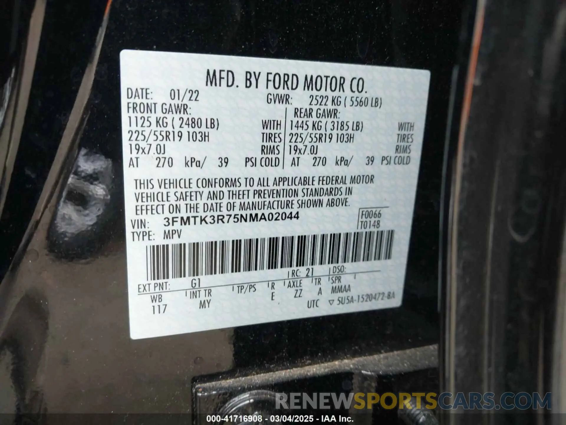 9 Photograph of a damaged car 3FMTK3R75NMA02044 FORD MUSTANG MACH-E 2022