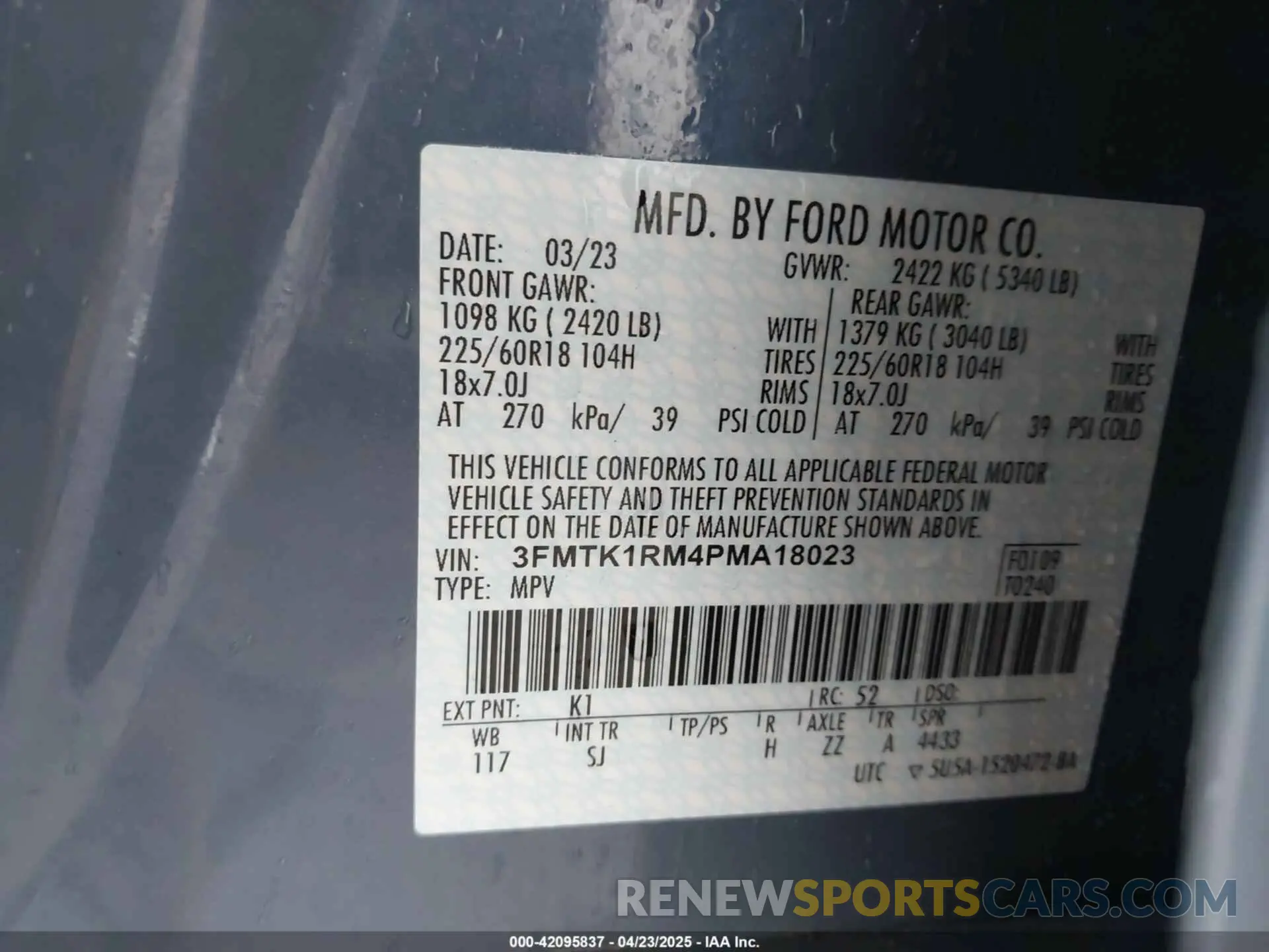 9 Photograph of a damaged car 3FMTK1RM4PMA18023 FORD MUSTANG MACH-E 2023