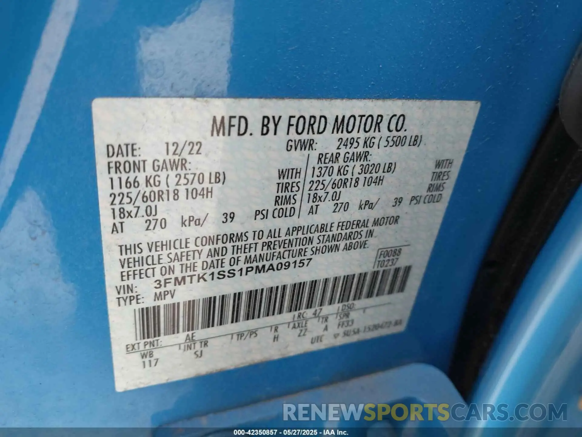 9 Фотография поврежденного автомобиля 3FMTK1SS1PMA09157 FORD MUSTANG MACH-E 2023
