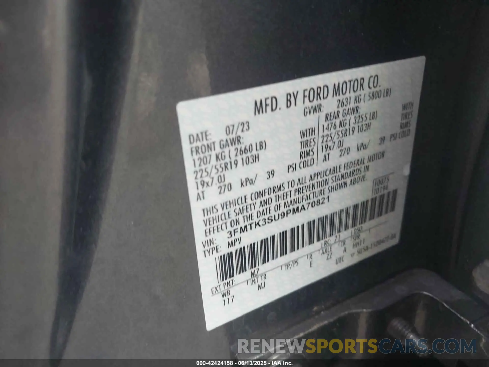 9 Фотография поврежденного автомобиля 3FMTK3SU9PMA70821 FORD MUSTANG MACH-E 2023
