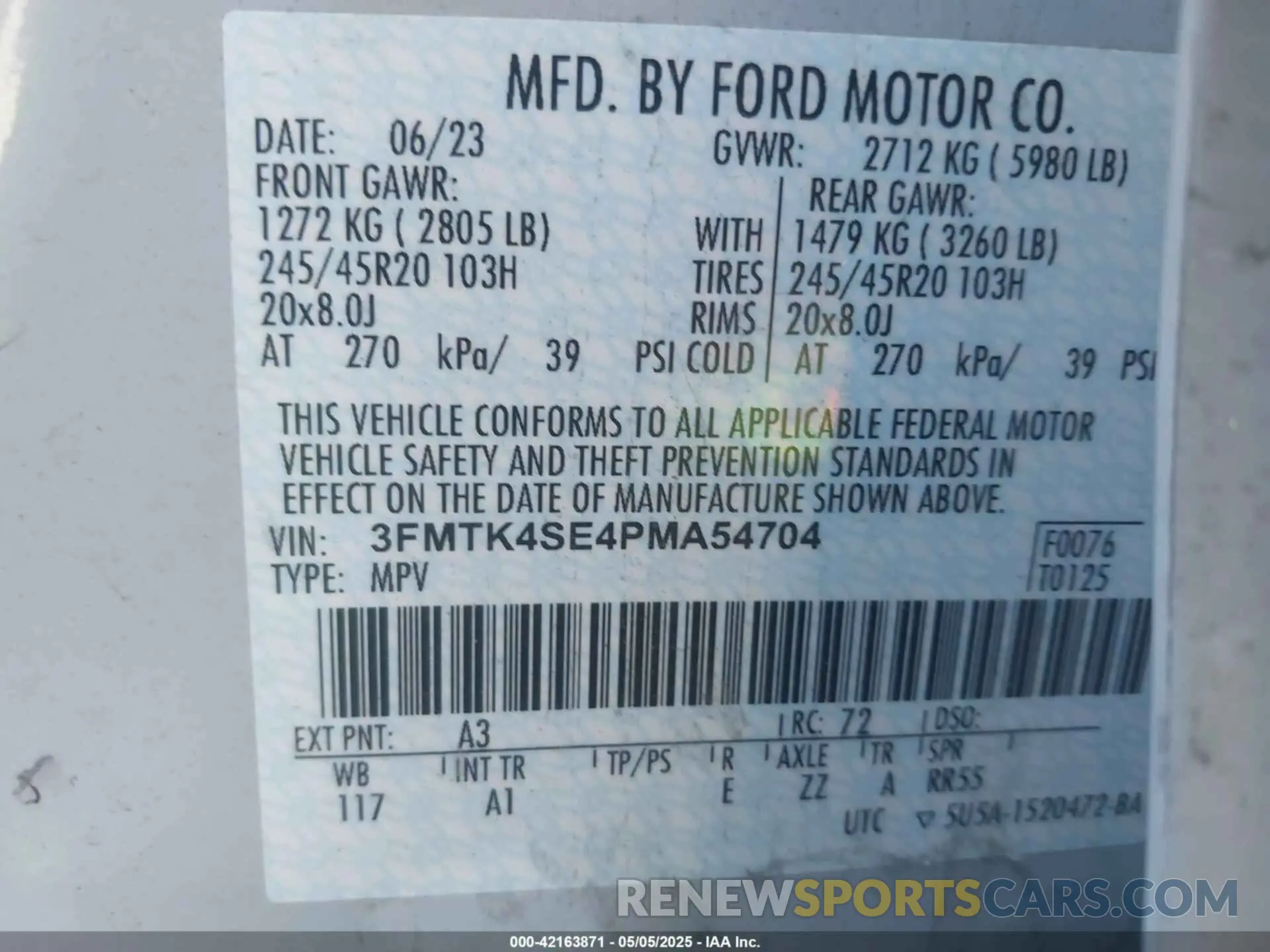 9 Photograph of a damaged car 3FMTK4SE4PMA54704 FORD MUSTANG MACH-E 2023