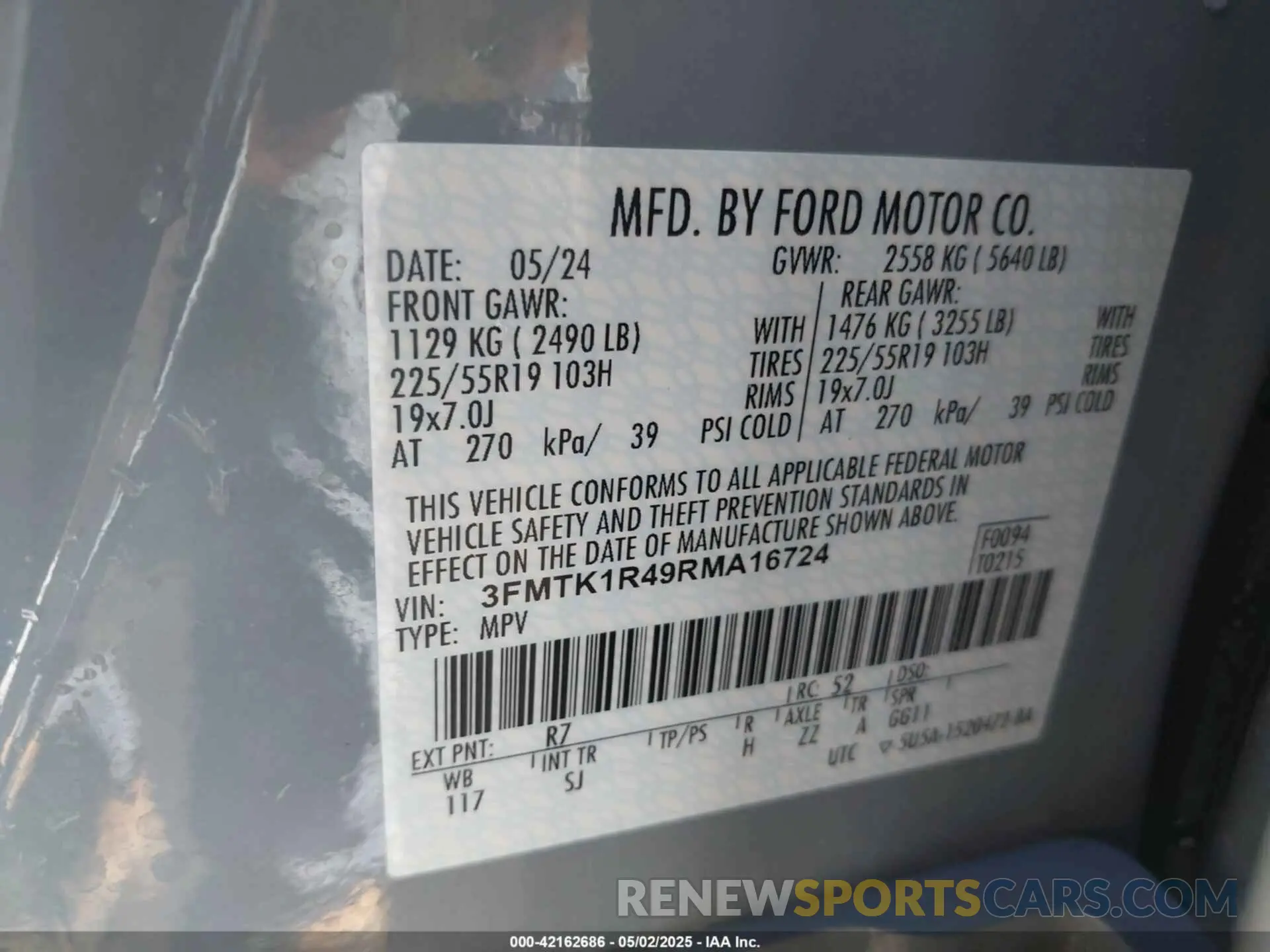 9 Фотография поврежденного автомобиля 3FMTK1R49RMA16724 FORD MUSTANG MACH-E 2024
