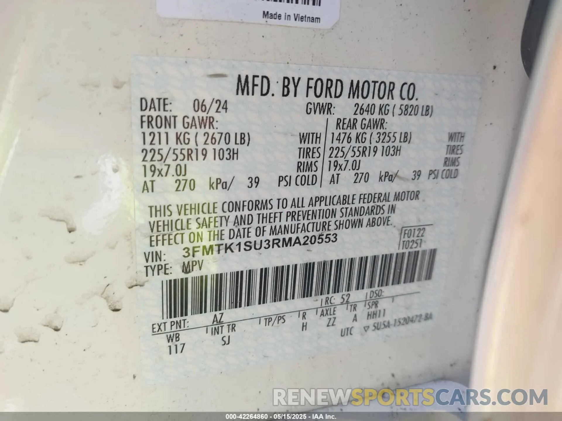 9 Photograph of a damaged car 3FMTK1SU3RMA20553 FORD MUSTANG MACH-E 2024