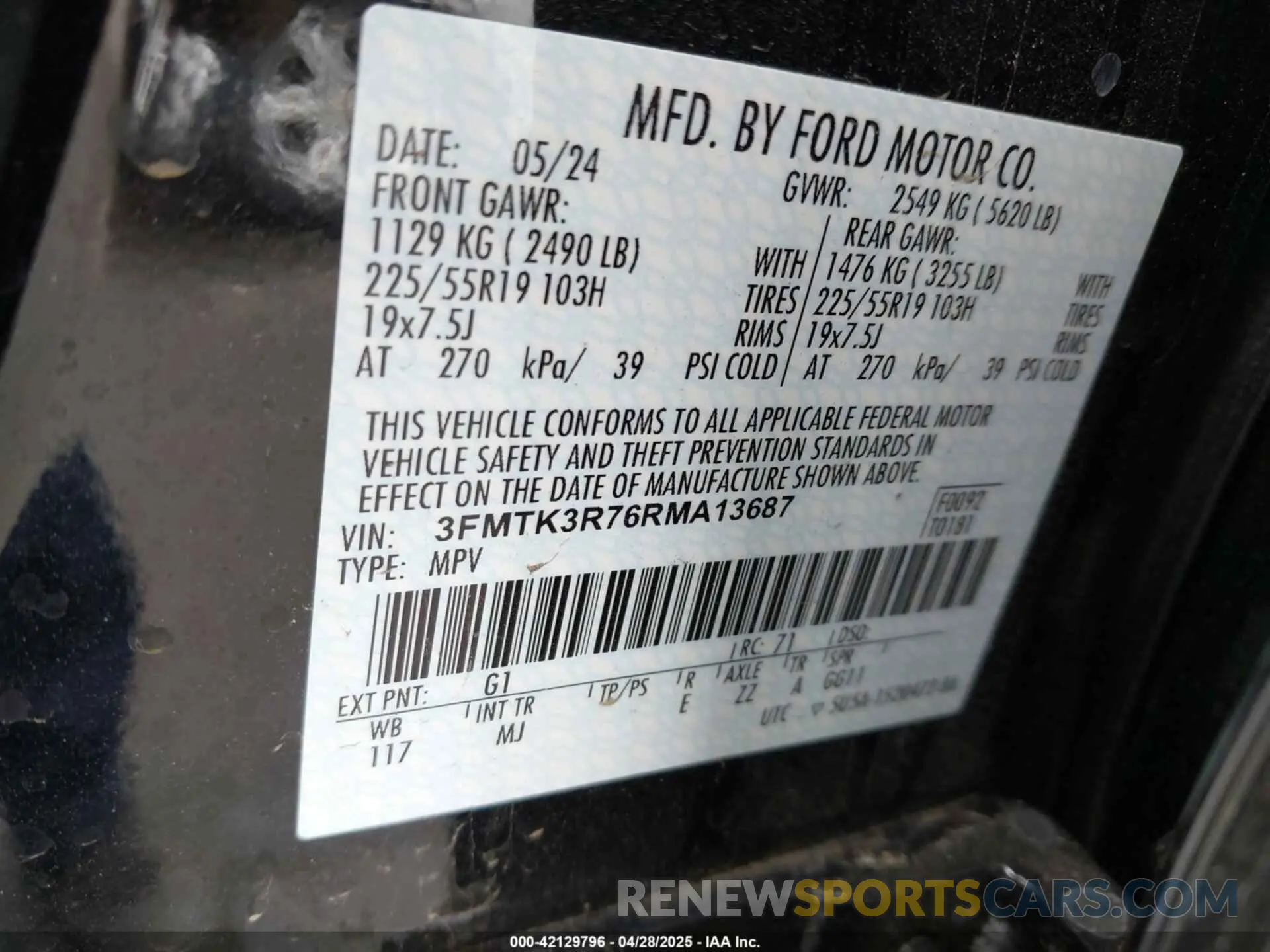 9 Фотография поврежденного автомобиля 3FMTK3R76RMA13687 FORD MUSTANG MACH-E 2024