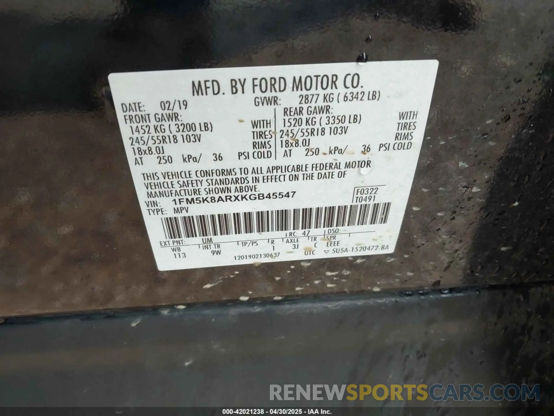 9 Photograph of a damaged car 1FM5K8ARXKGB45547 FORD POLICE INTERCEPTOR 2019