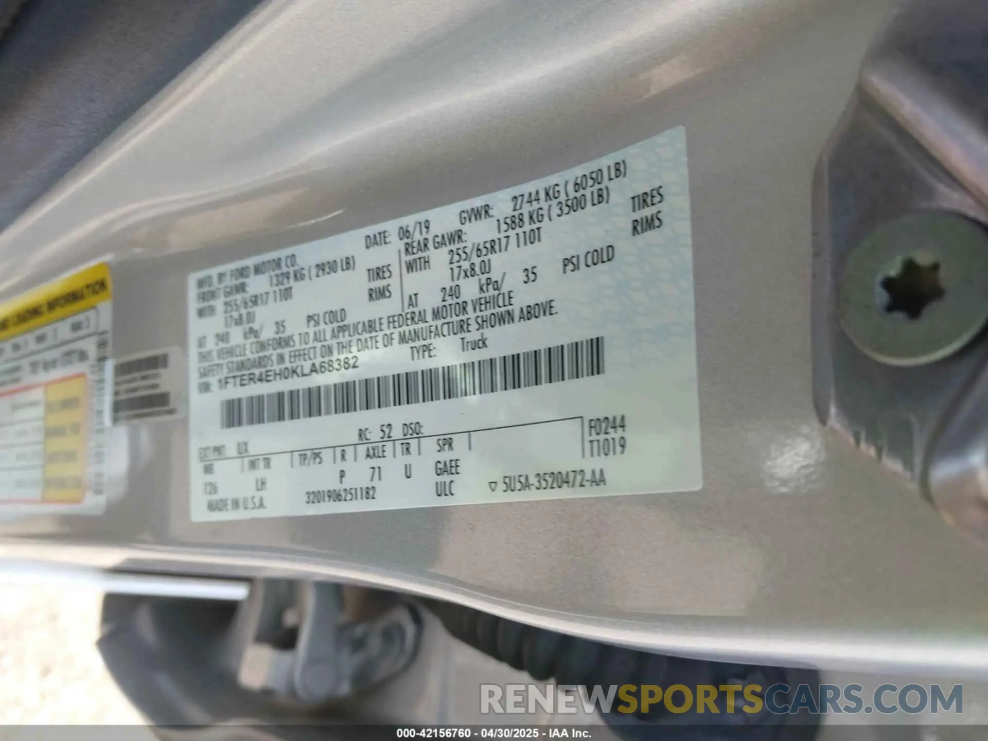 9 Photograph of a damaged car 1FTER4EH0KLA68382 FORD RANGER 2019