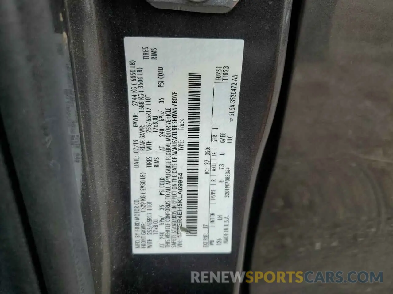 12 Photograph of a damaged car 1FTER4EH5KLA69964 FORD RANGER 2019