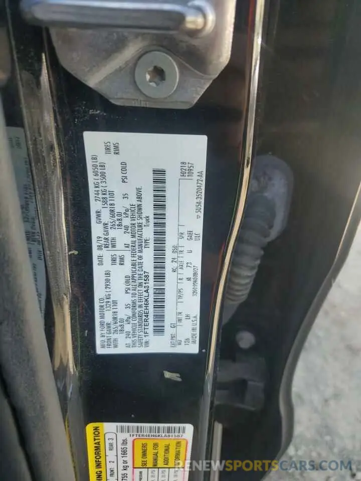 12 Фотография поврежденного автомобиля 1FTER4EH6KLA81587 FORD RANGER 2019