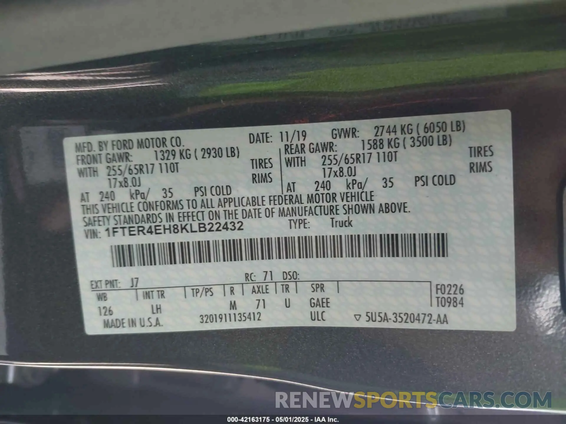 9 Photograph of a damaged car 1FTER4EH8KLB22432 FORD RANGER 2019