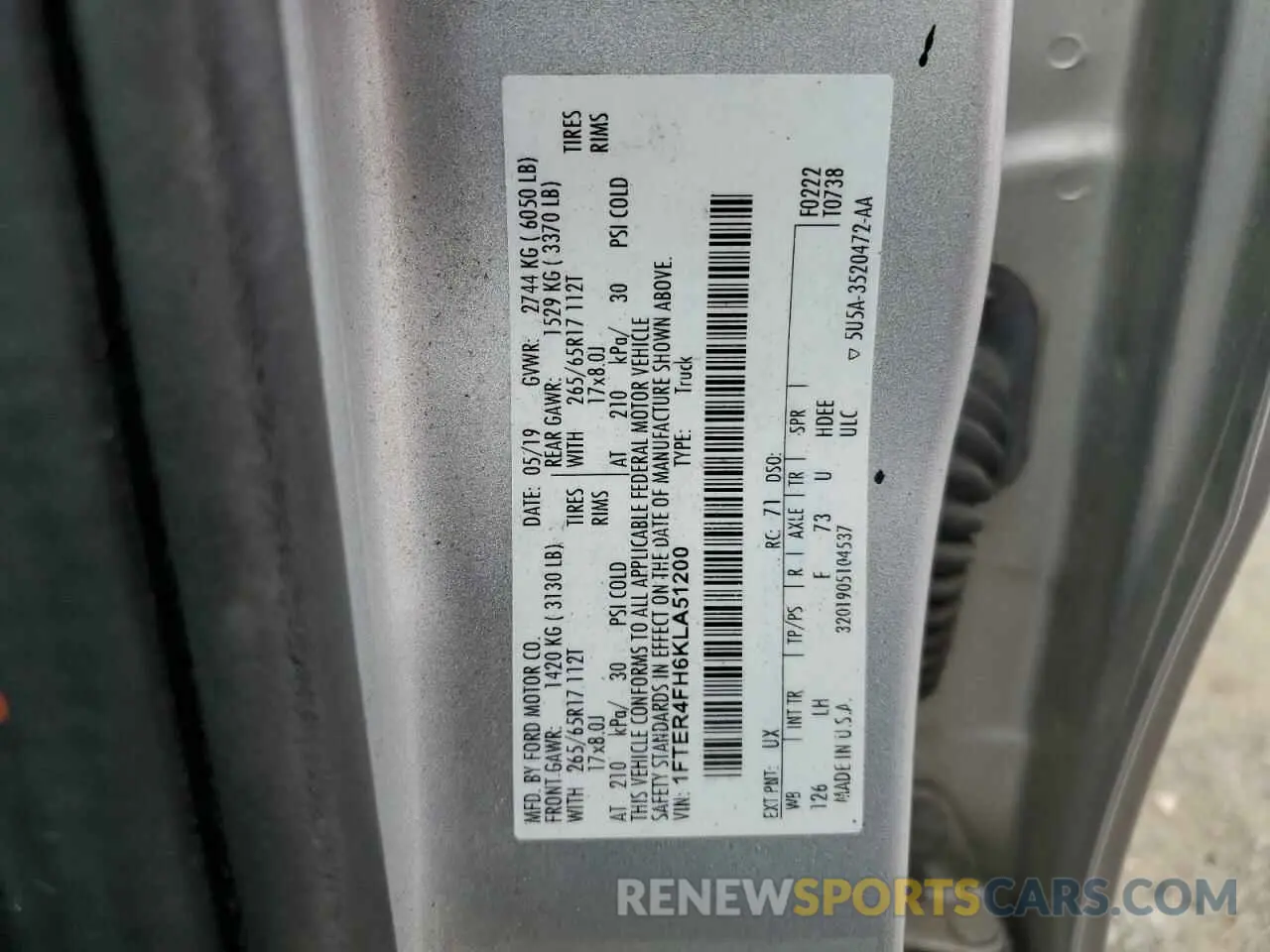 12 Фотография поврежденного автомобиля 1FTER4FH6KLA51200 FORD RANGER 2019