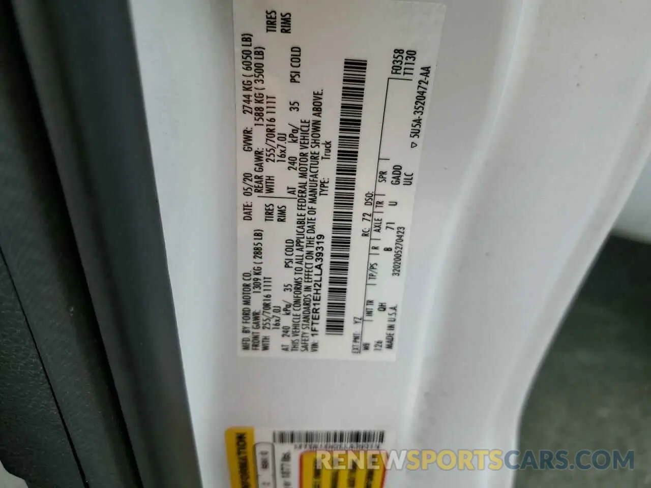 12 Фотография поврежденного автомобиля 1FTER1EH2LLA39319 FORD RANGER 2020