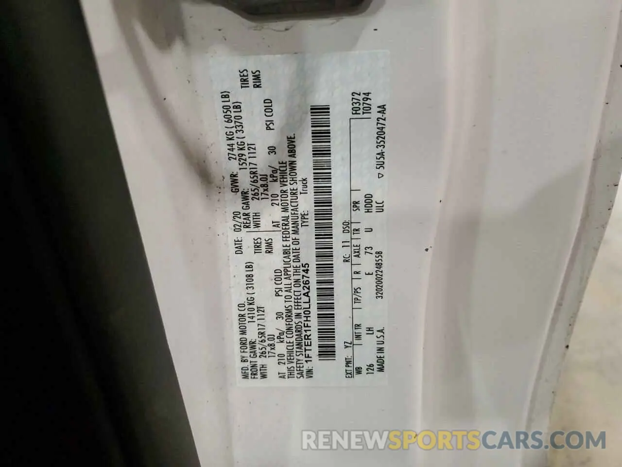13 Фотография поврежденного автомобиля 1FTER1FH0LLA26745 FORD RANGER 2020