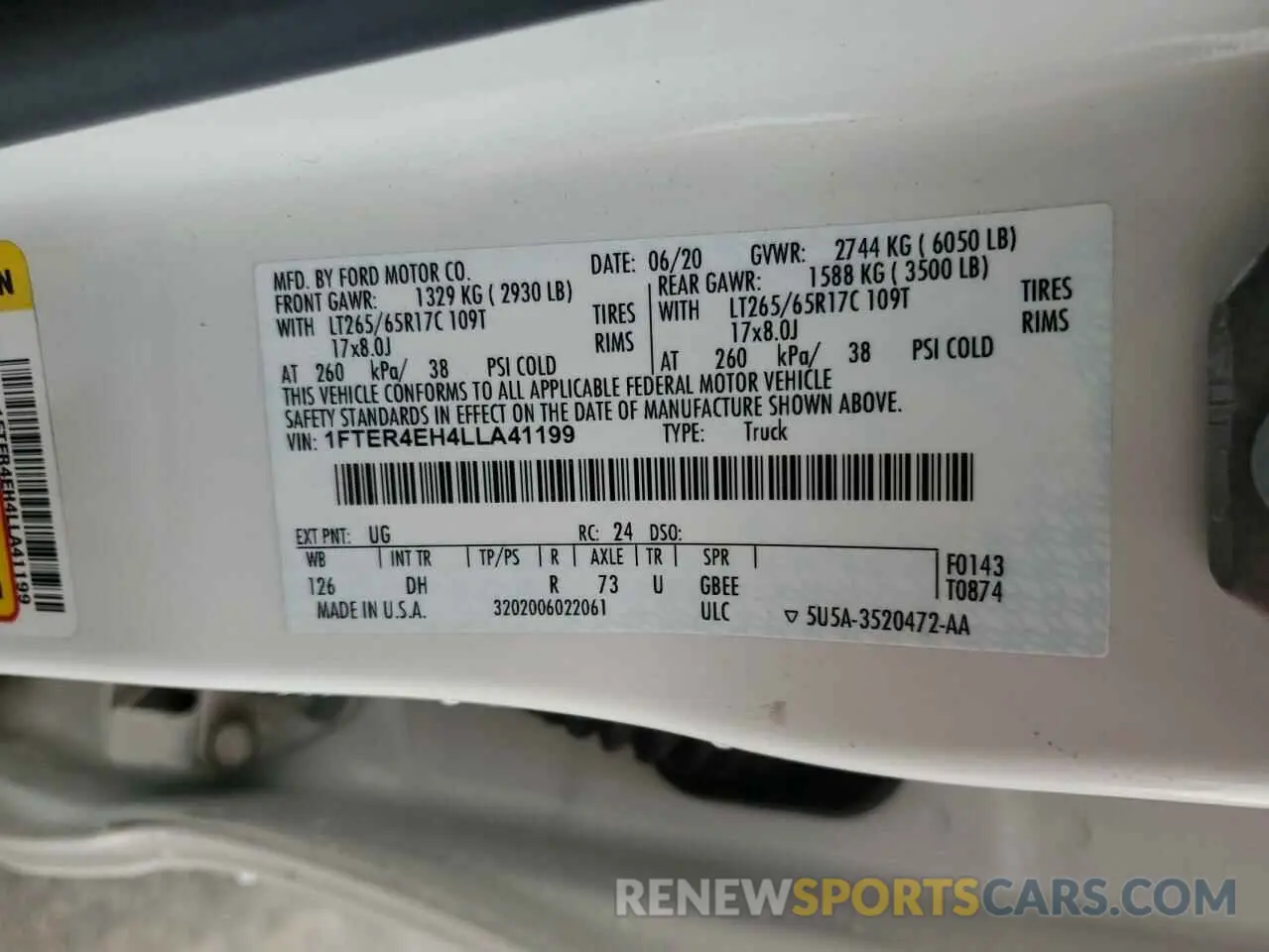 12 Фотография поврежденного автомобиля 1FTER4EH4LLA41199 FORD RANGER 2020