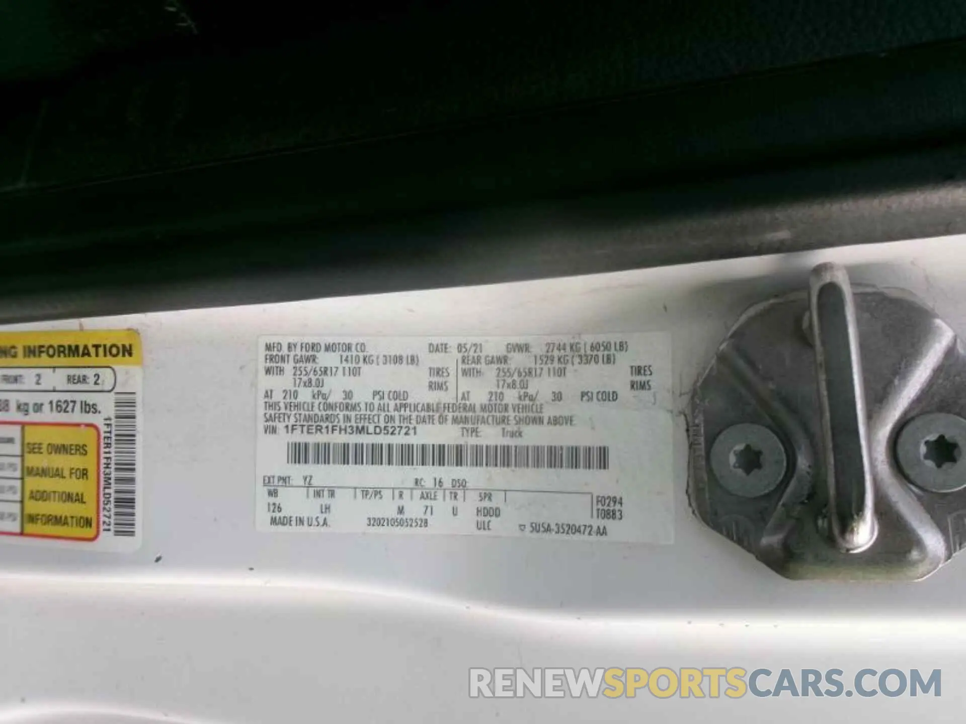2 Фотография поврежденного автомобиля 1FTER1FH3MLD52721 FORD RANGER 2021