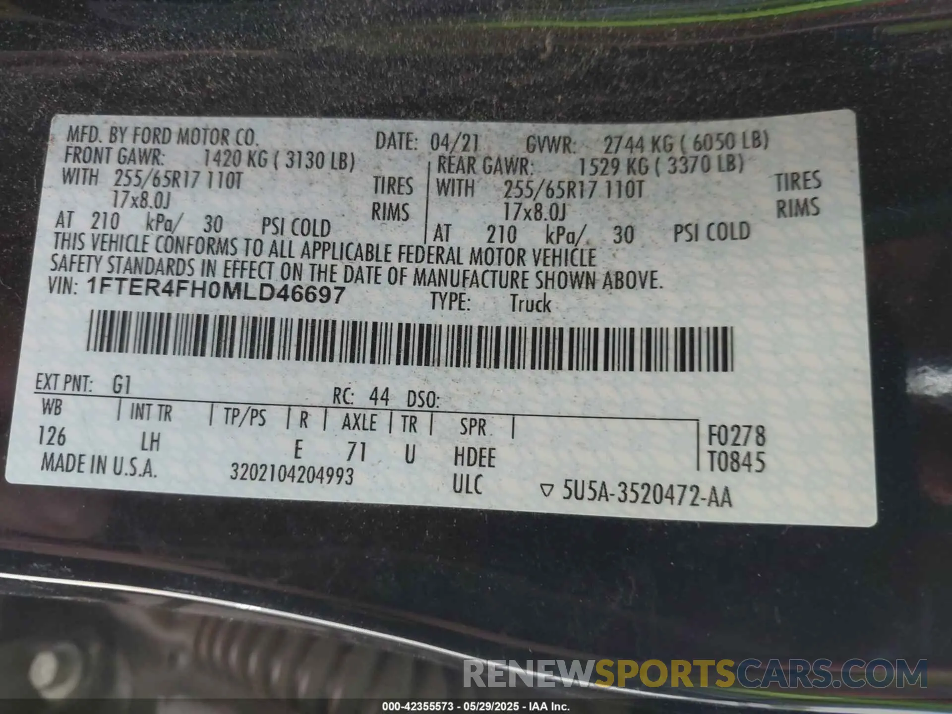 9 Фотография поврежденного автомобиля 1FTER4FH0MLD46697 FORD RANGER 2021
