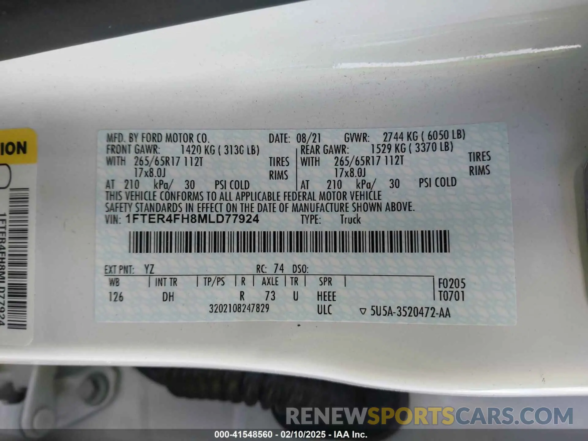 9 Фотография поврежденного автомобиля 1FTER4FH8MLD77924 FORD RANGER 2021