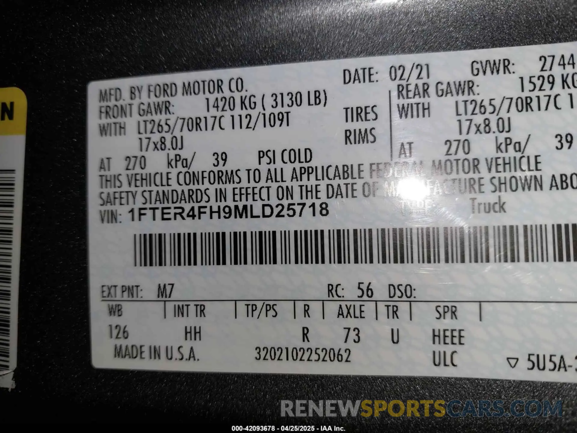 9 Фотография поврежденного автомобиля 1FTER4FH9MLD25718 FORD RANGER 2021