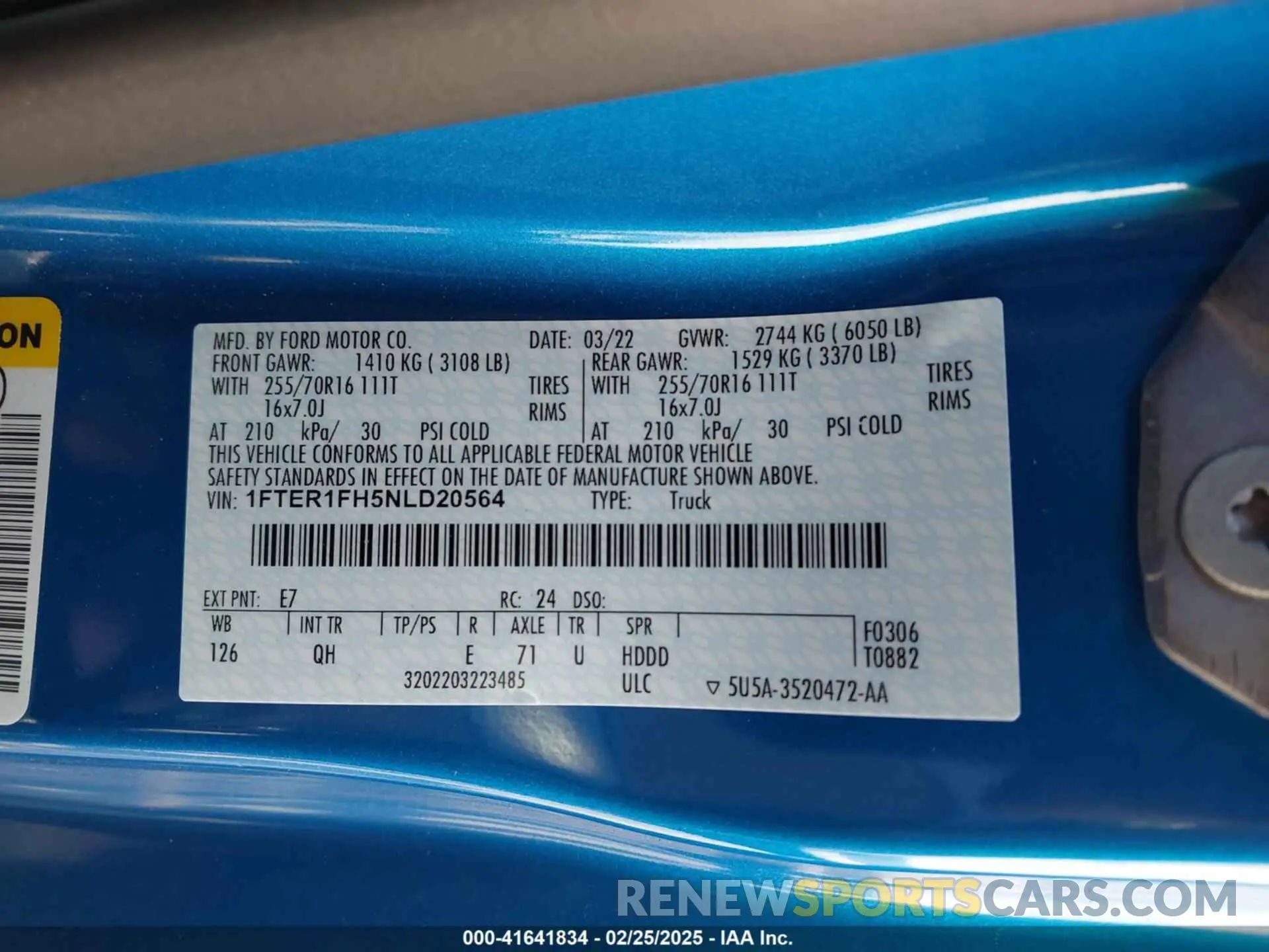 9 Фотография поврежденного автомобиля 1FTER1FH5NLD20564 FORD RANGER 2022
