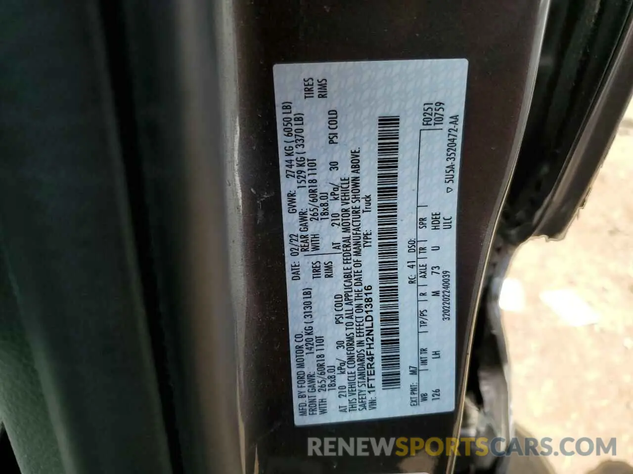 12 Фотография поврежденного автомобиля 1FTER4FH2NLD13816 FORD RANGER 2022