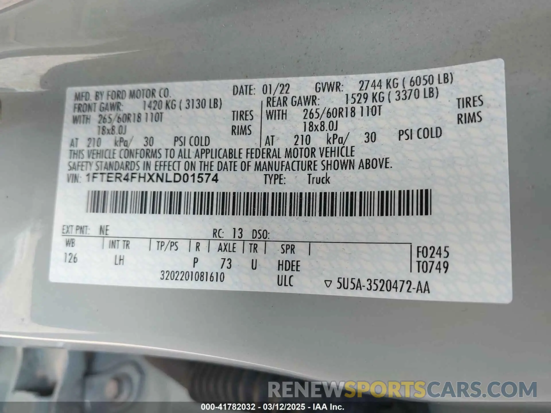 9 Фотография поврежденного автомобиля 1FTER4FHXNLD01574 FORD RANGER 2022