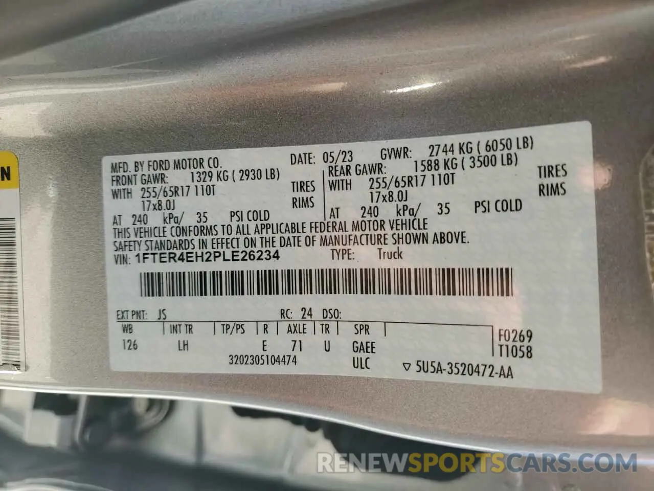 12 Photograph of a damaged car 1FTER4EH2PLE26234 FORD RANGER 2023