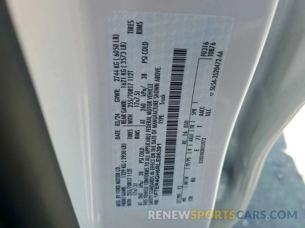 12 Фотография поврежденного автомобиля 1FTER4GH6RLE06391 FORD RANGER 2024