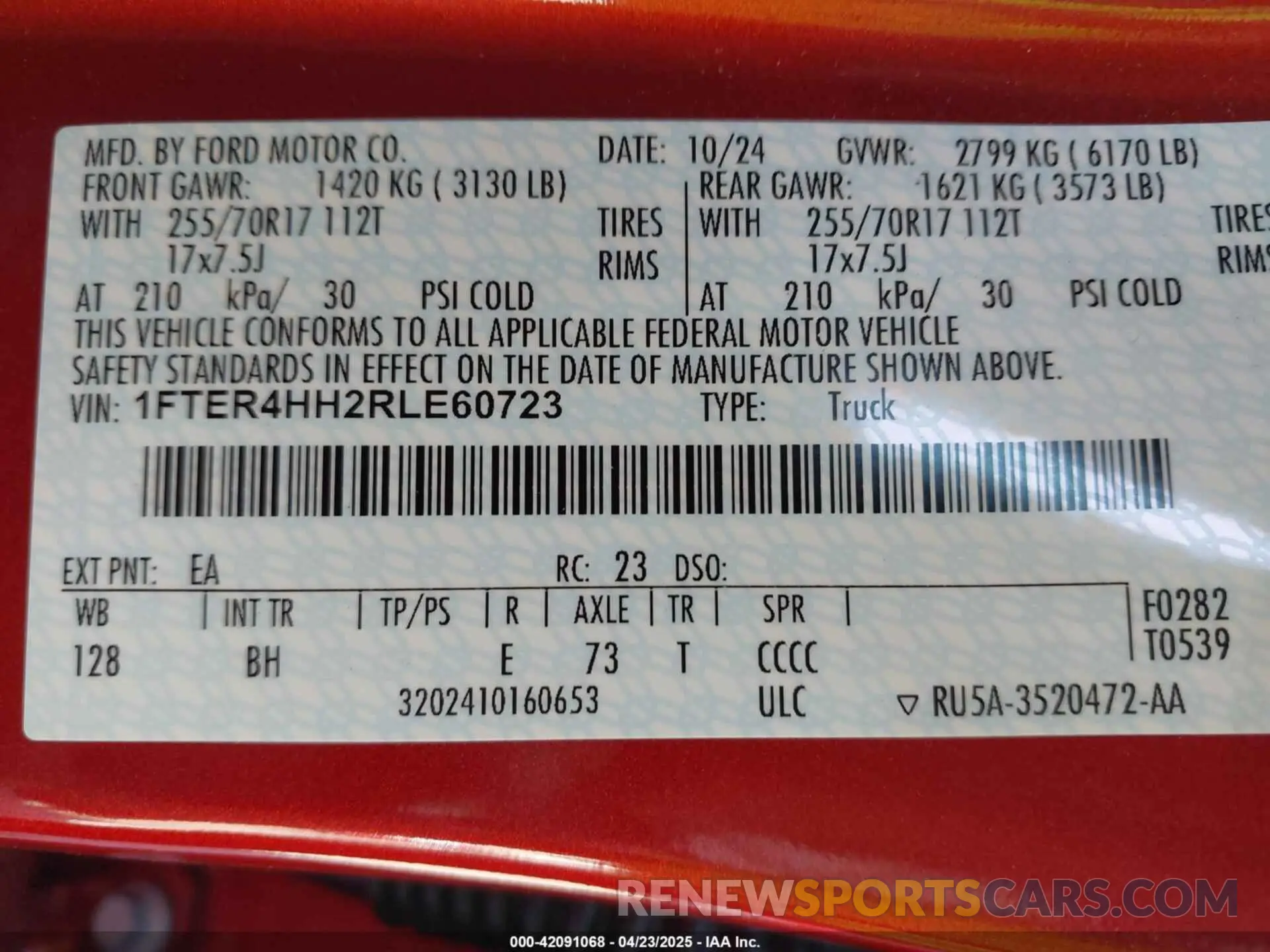 9 Фотография поврежденного автомобиля 1FTER4HH2RLE60723 FORD RANGER 2024