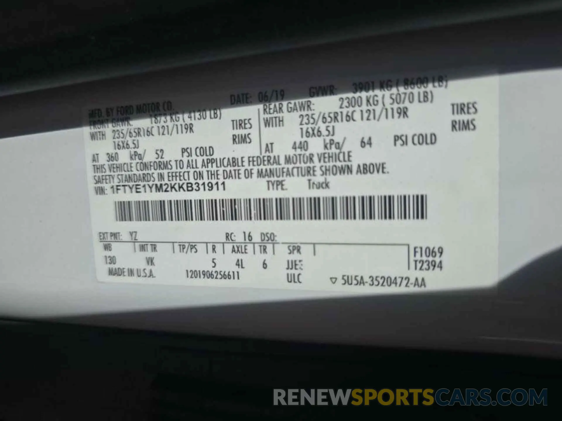 7 Photograph of a damaged car 1FTYE1YM2KKB31911 FORD TRANSIT 2019