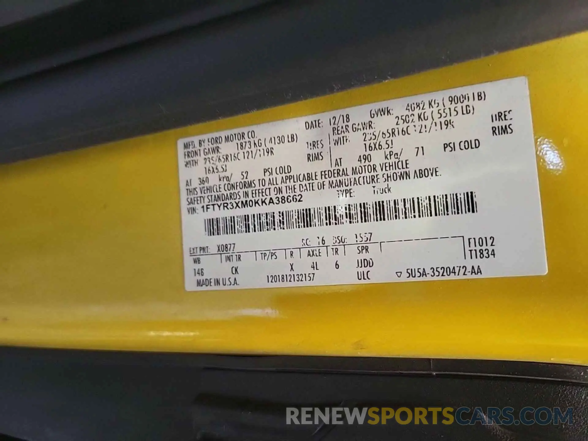 2 Фотография поврежденного автомобиля 1FTYR3XM0KKA38662 FORD TRANSIT 2019
