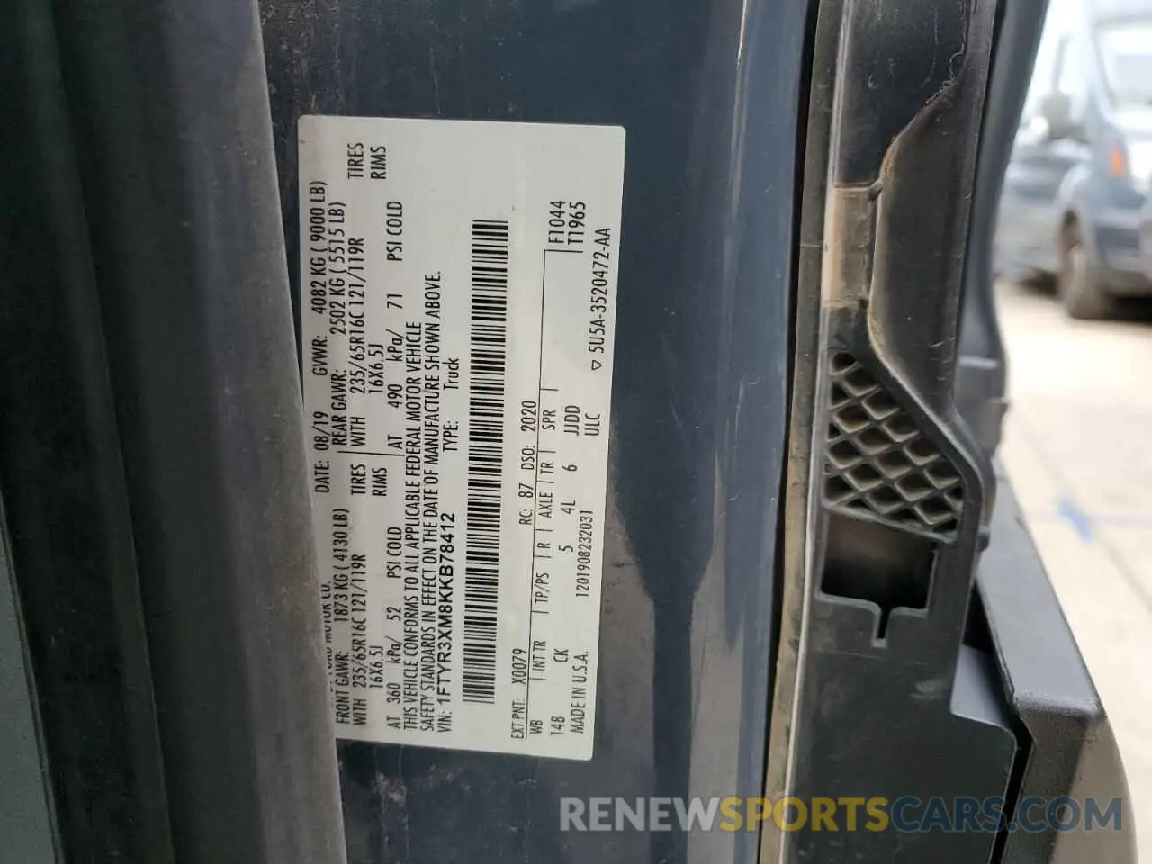 12 Photograph of a damaged car 1FTYR3XM8KKB78412 FORD TRANSIT 2019