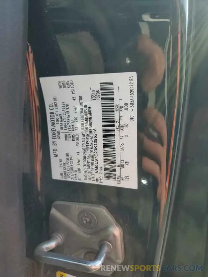 13 Photograph of a damaged car NM0LS7E23K1396218 FORD TRANSIT 2019