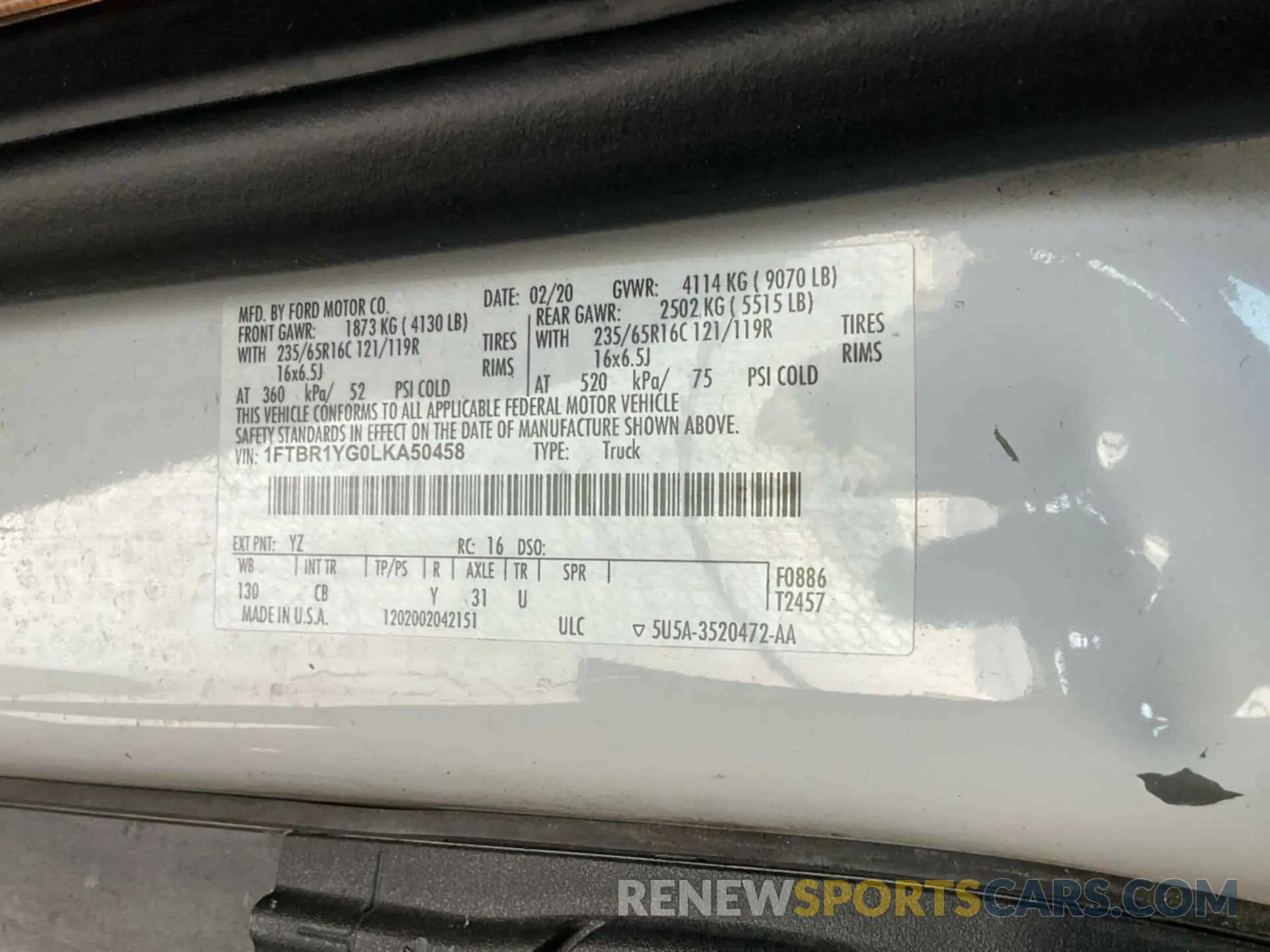 24 Photograph of a damaged car 1FTBR1YG0LKA50458 FORD TRANSIT 2020