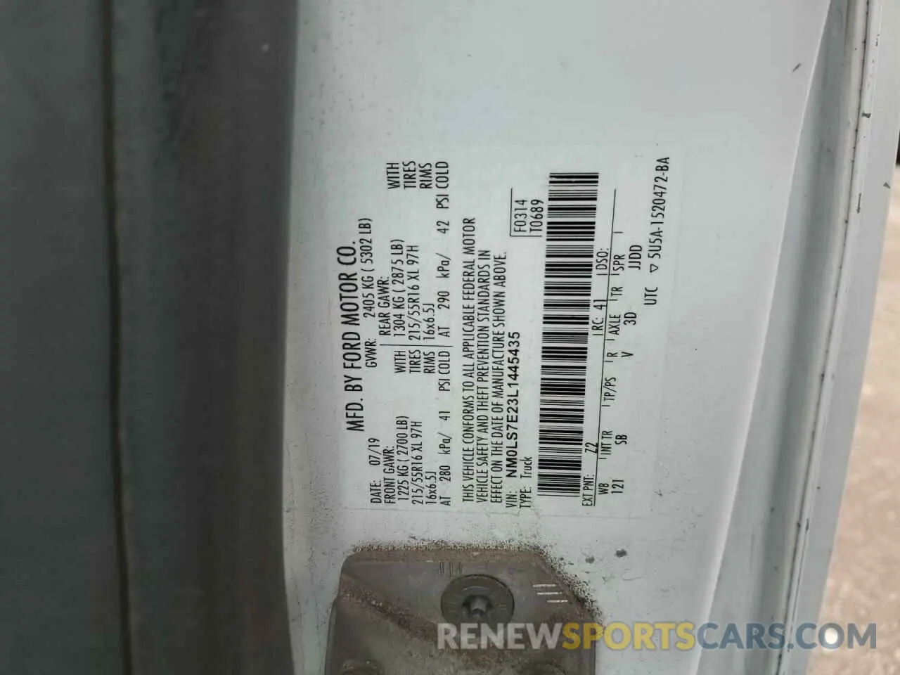12 Photograph of a damaged car NM0LS7E23L1445435 FORD TRANSIT 2020