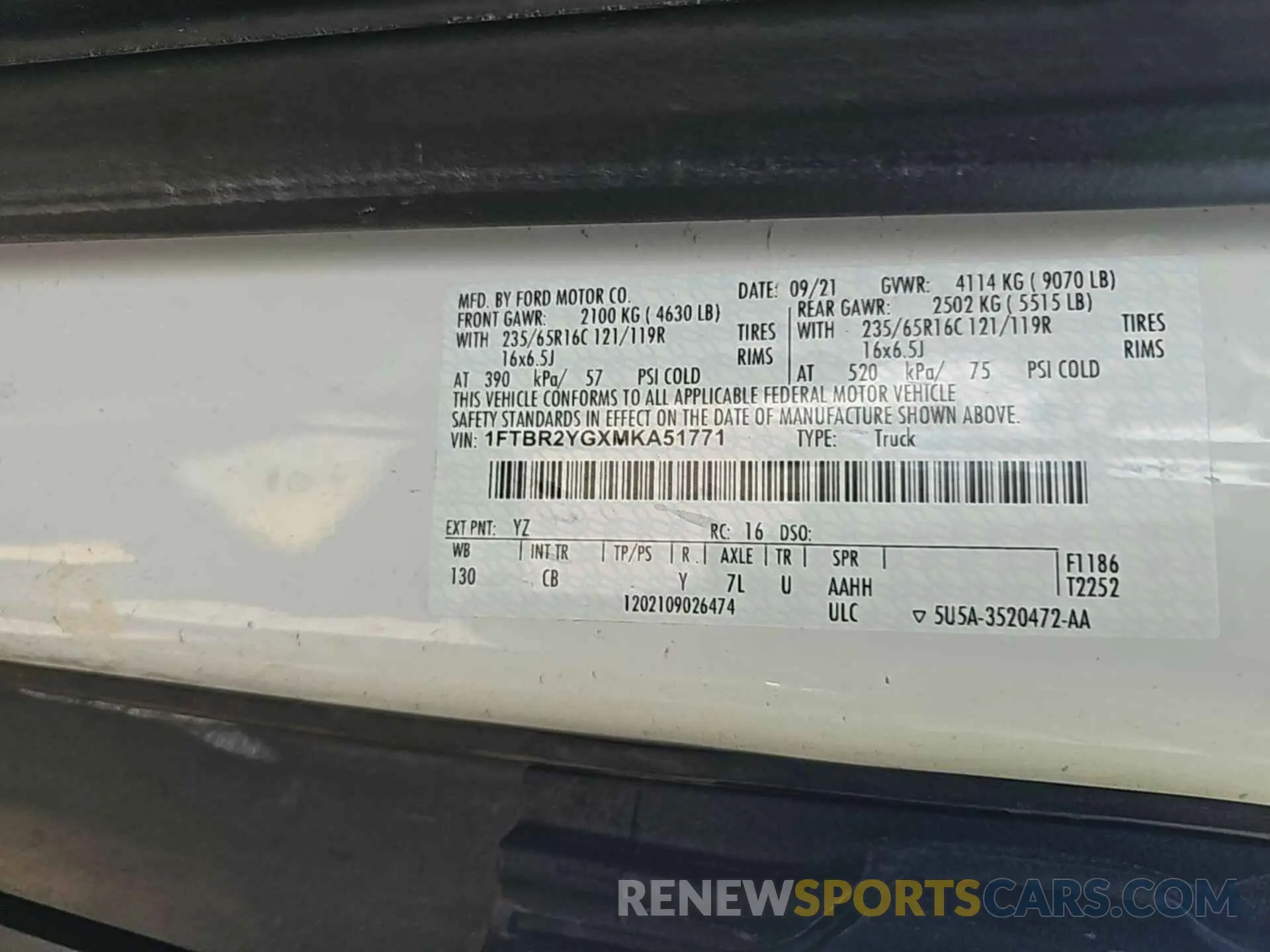 11 Photograph of a damaged car 1FTBR2YGXMKA51771 FORD TRANSIT 2021