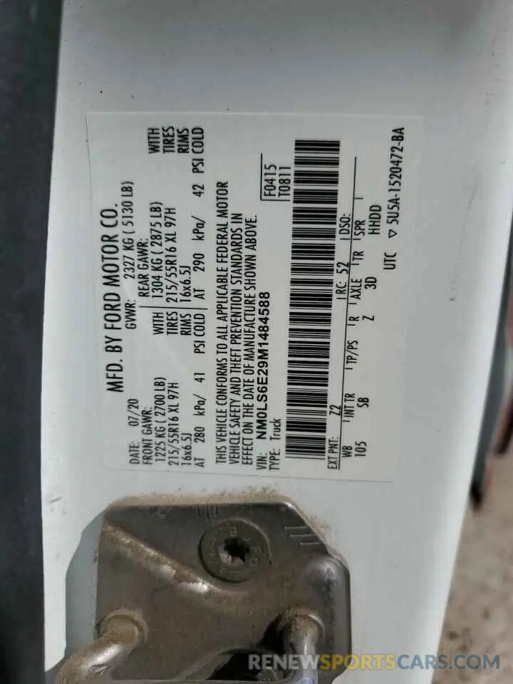 12 Фотография поврежденного автомобиля NM0LS6E29M1484588 FORD TRANSIT 2021