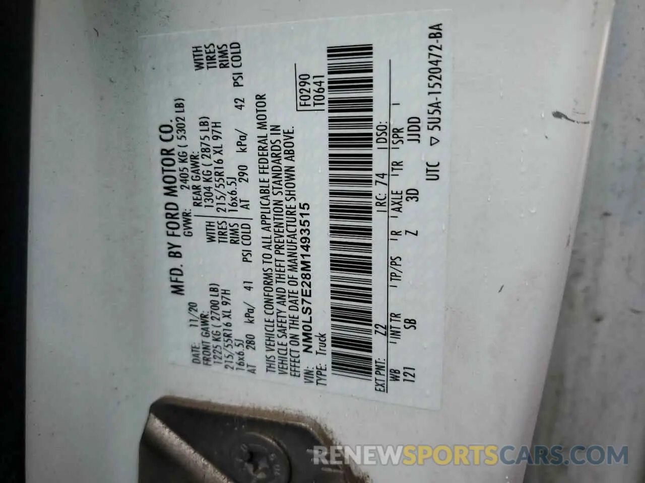 13 Photograph of a damaged car NM0LS7E28M1493515 FORD TRANSIT 2021