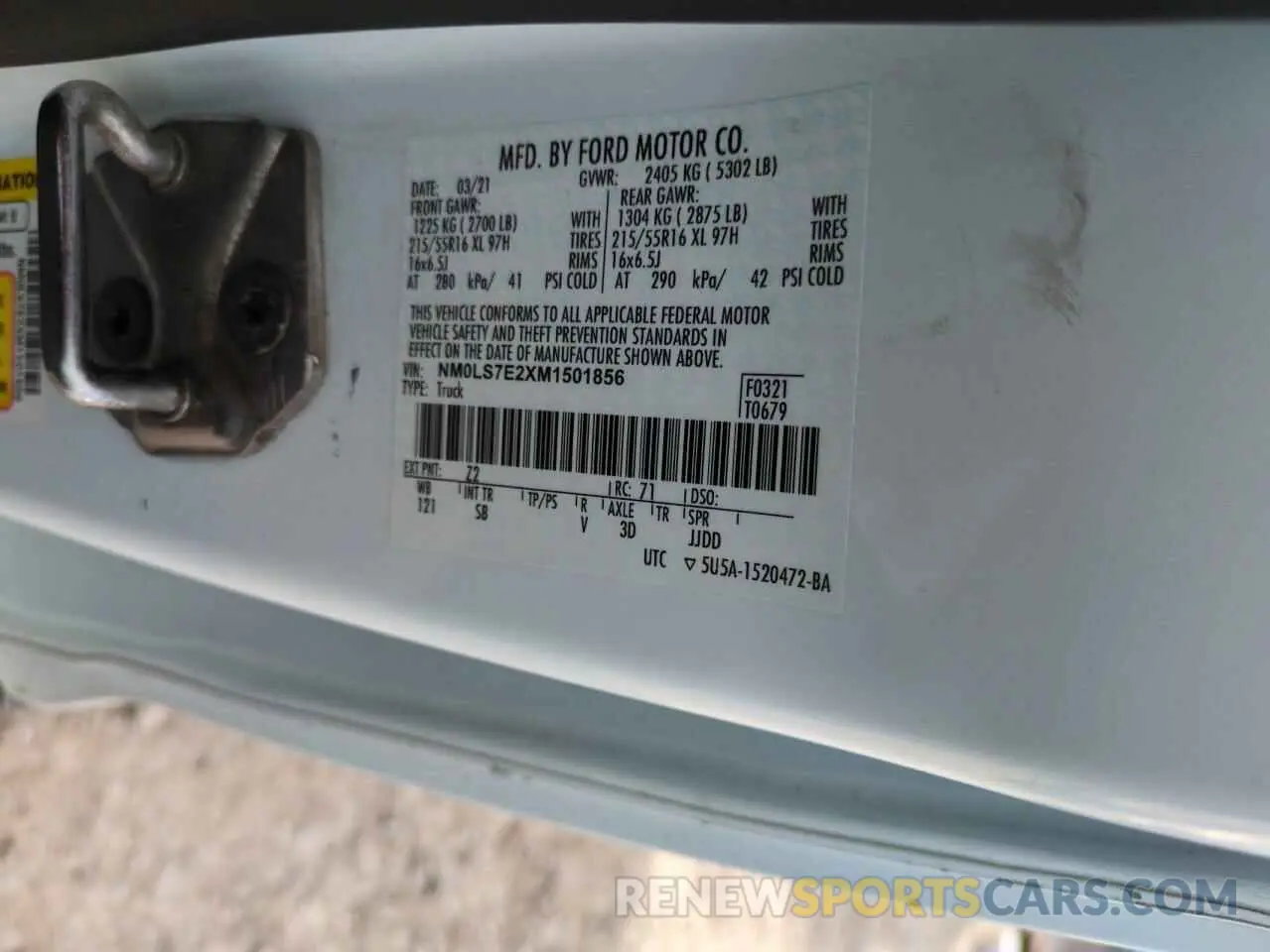 12 Photograph of a damaged car NM0LS7E2XM1501856 FORD TRANSIT 2021