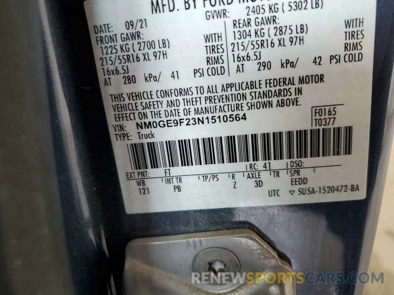 13 Фотография поврежденного автомобиля NM0GE9F23N1510564 FORD TRANSIT 2022