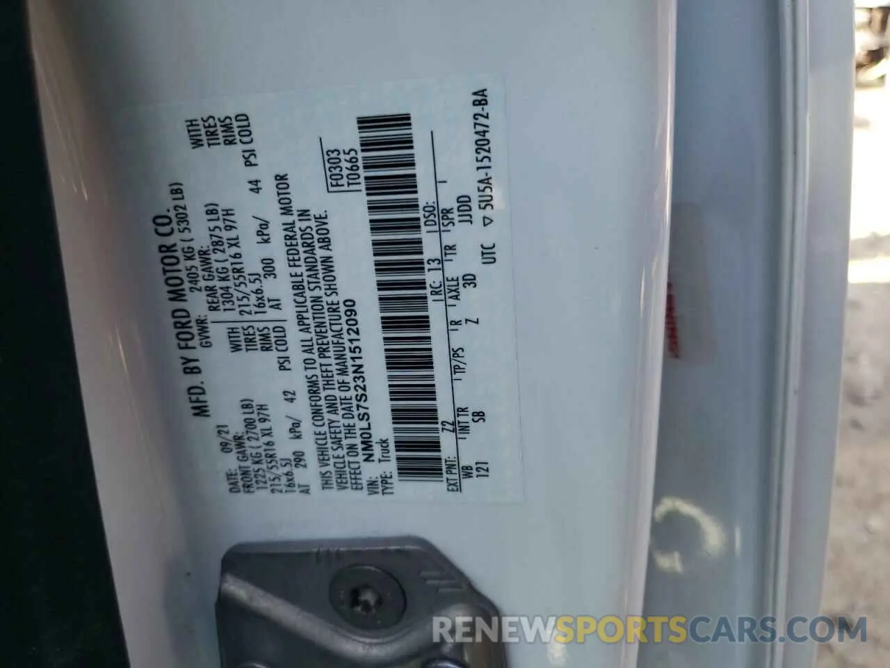 14 Фотография поврежденного автомобиля NM0LS7S23N1512090 FORD TRANSIT 2022
