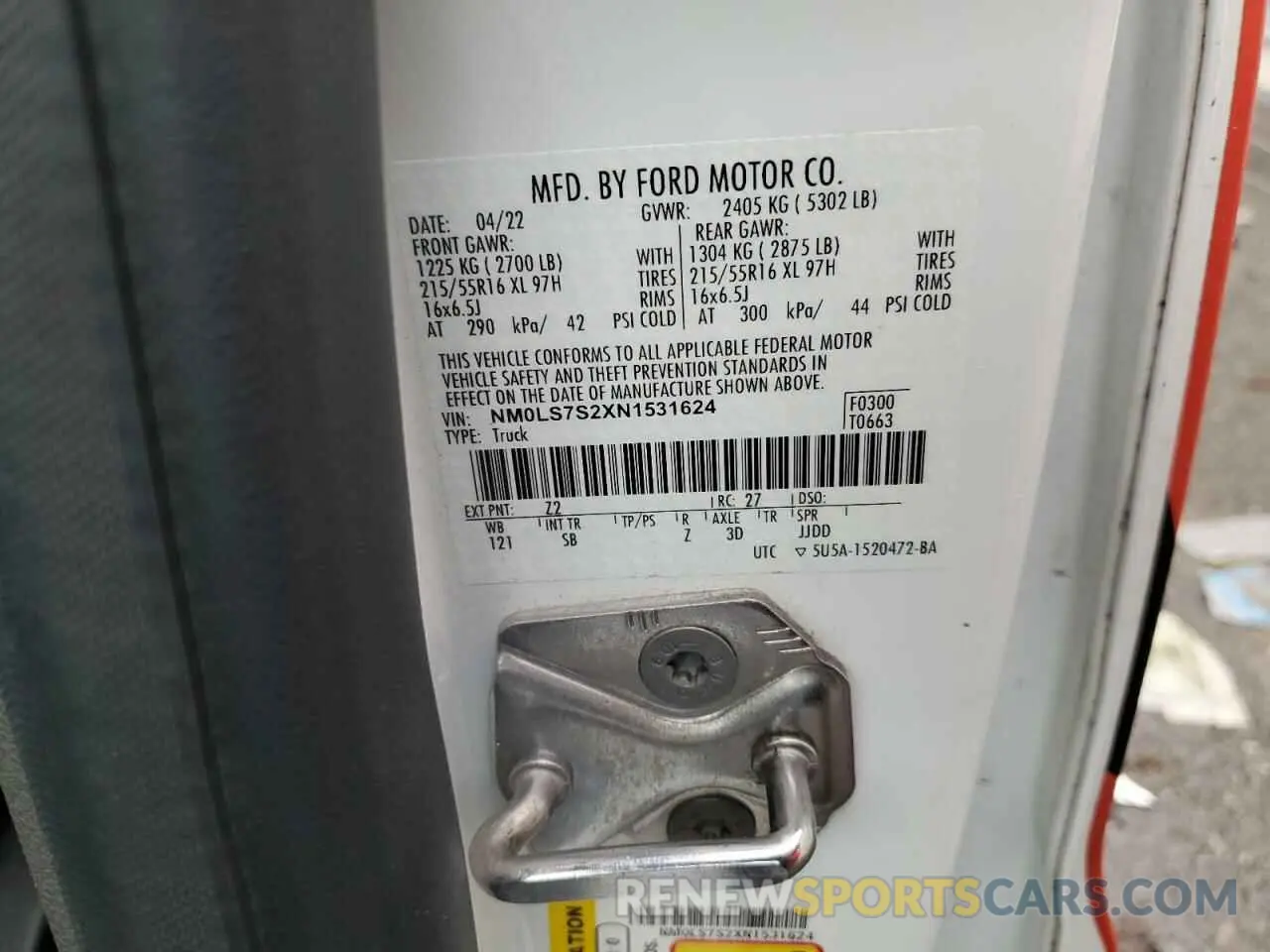14 Фотография поврежденного автомобиля NM0LS7S2XN1531624 FORD TRANSIT 2022