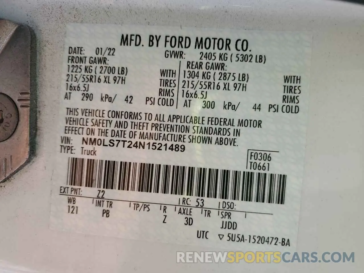 13 Photograph of a damaged car NM0LS7T24N1521489 FORD TRANSIT 2022