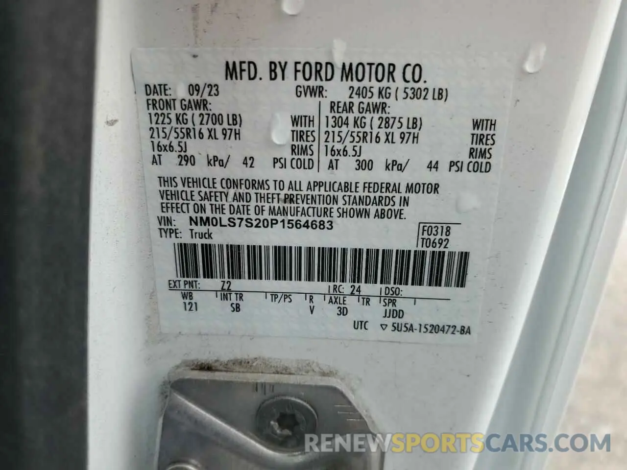 13 Фотография поврежденного автомобиля NM0LS7S20P1564683 FORD TRANSIT 2023